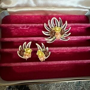 Floral Enamel Jewelry Set